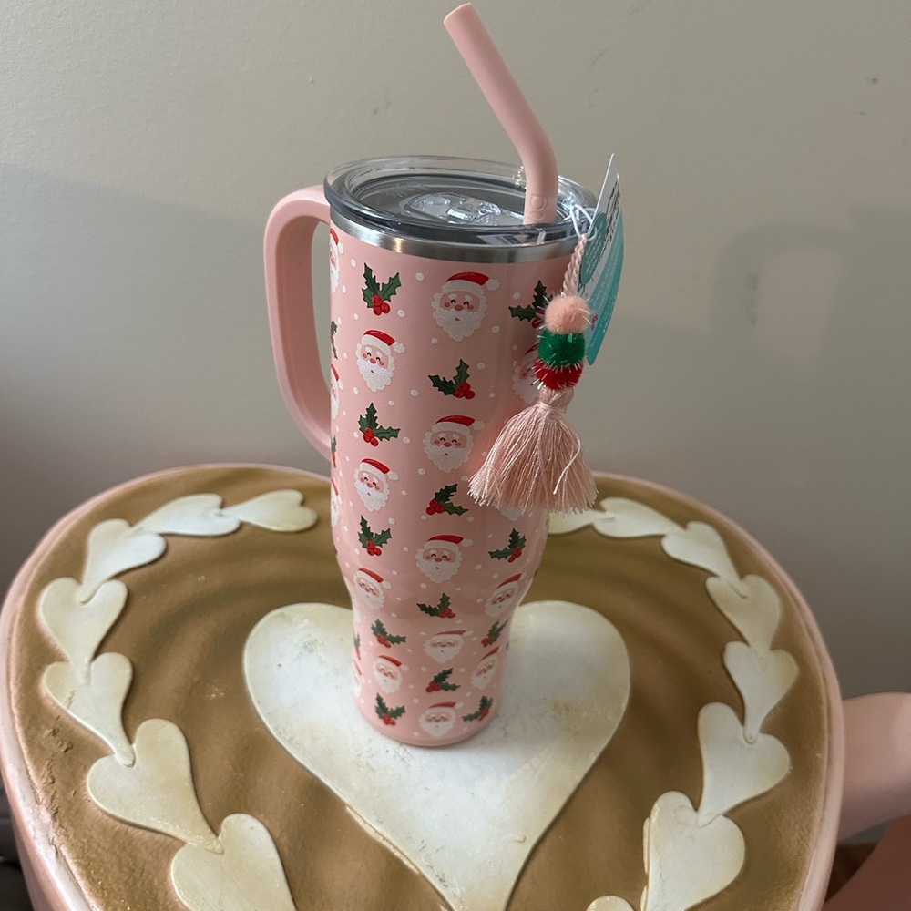 Swig Pink Santa with Tassel 30 Oz Insulated Tumbler Mug with Straw